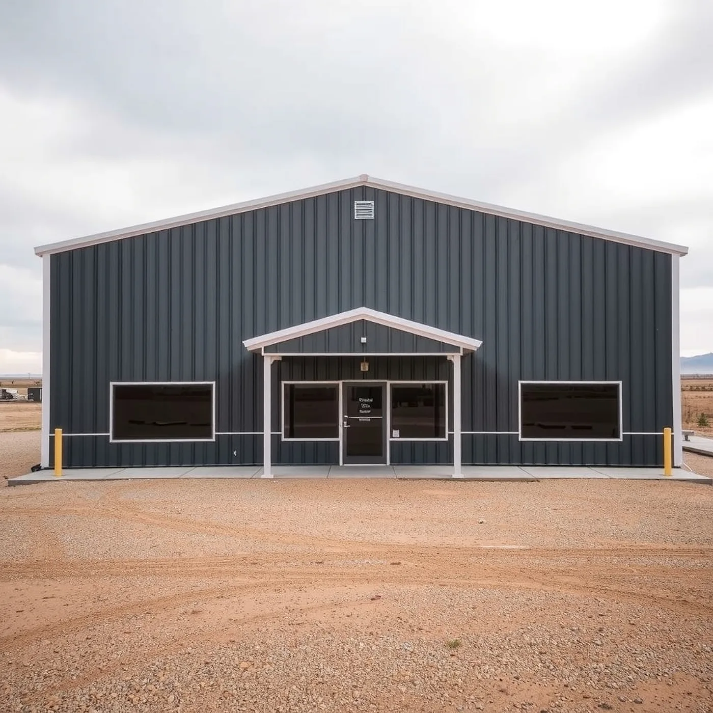 After: metal building front