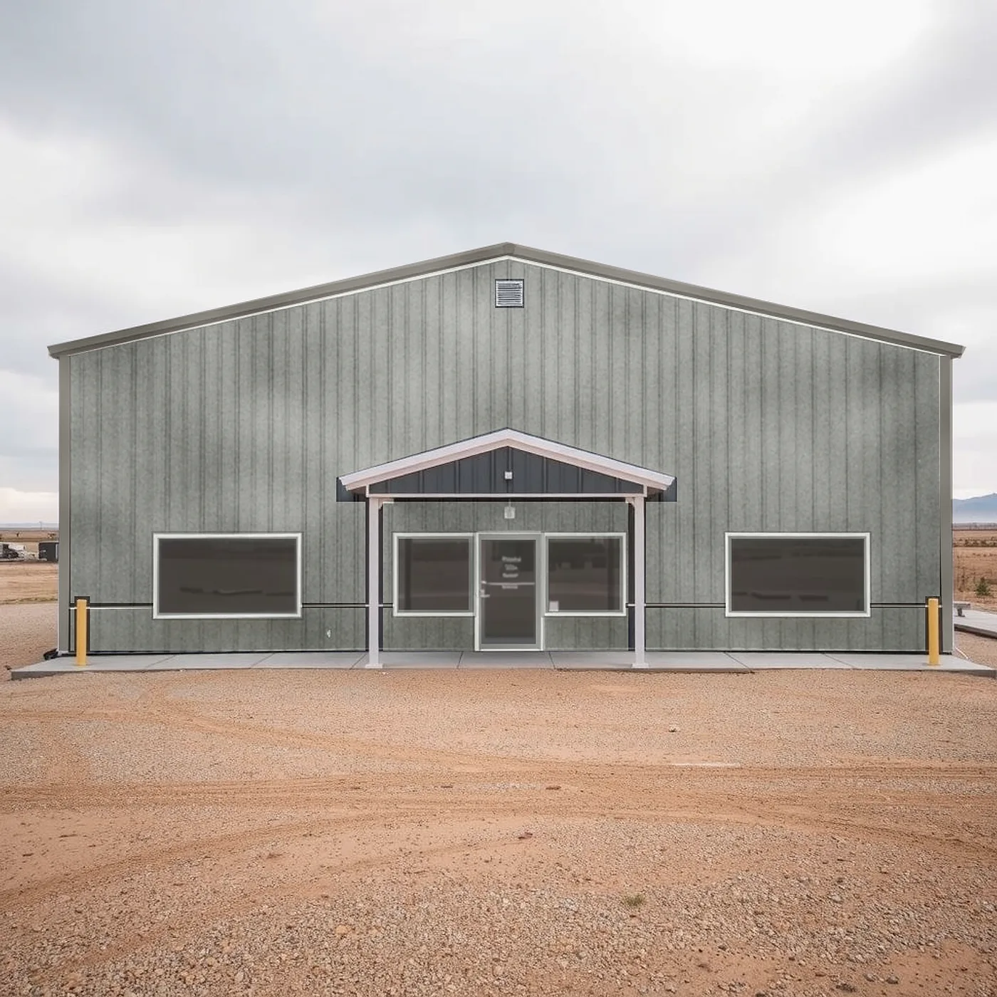 Before: metal building front