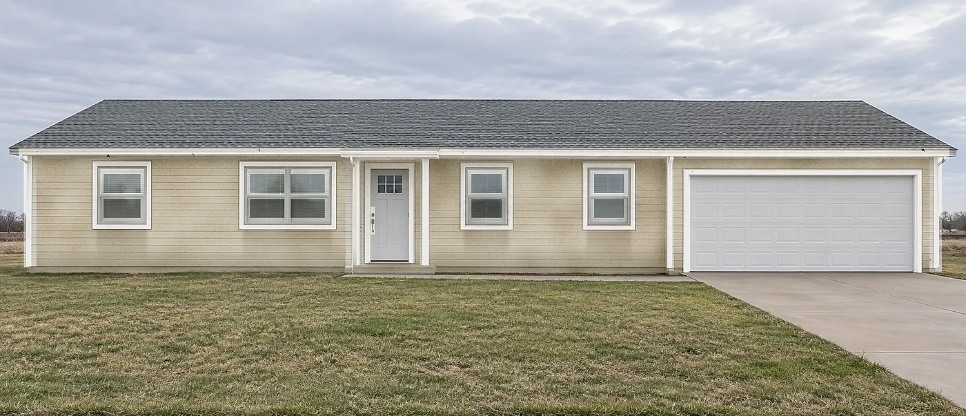 Before: ranch home with attached garage